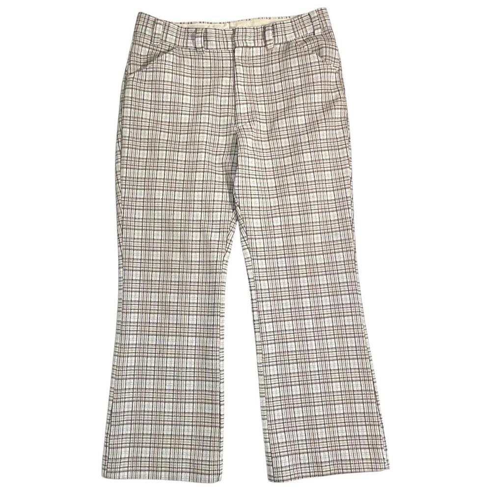 VTG 1980s Plaid Soft Comfortable Wide Leg High Waist Flair Trousers 33 x 28”